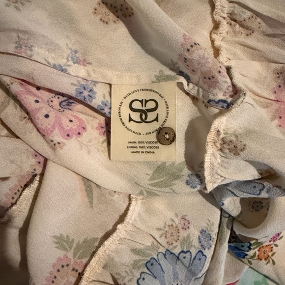 NWOT Spell | Soltice Tiered Ruffle Gown Size Large Floral Cream Boho Smocking - Picture 13 of 13